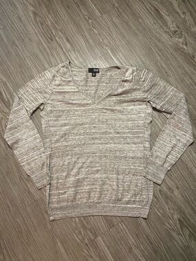 a.n.a Heathered Tan V-Neck Sweater